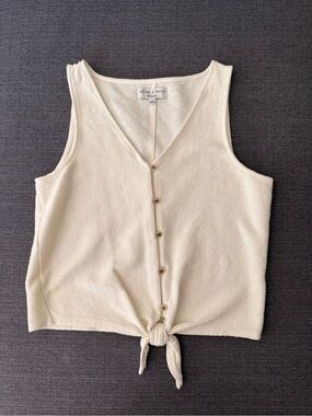 Madewell Cream Button-Front Knit Tank with Tie
